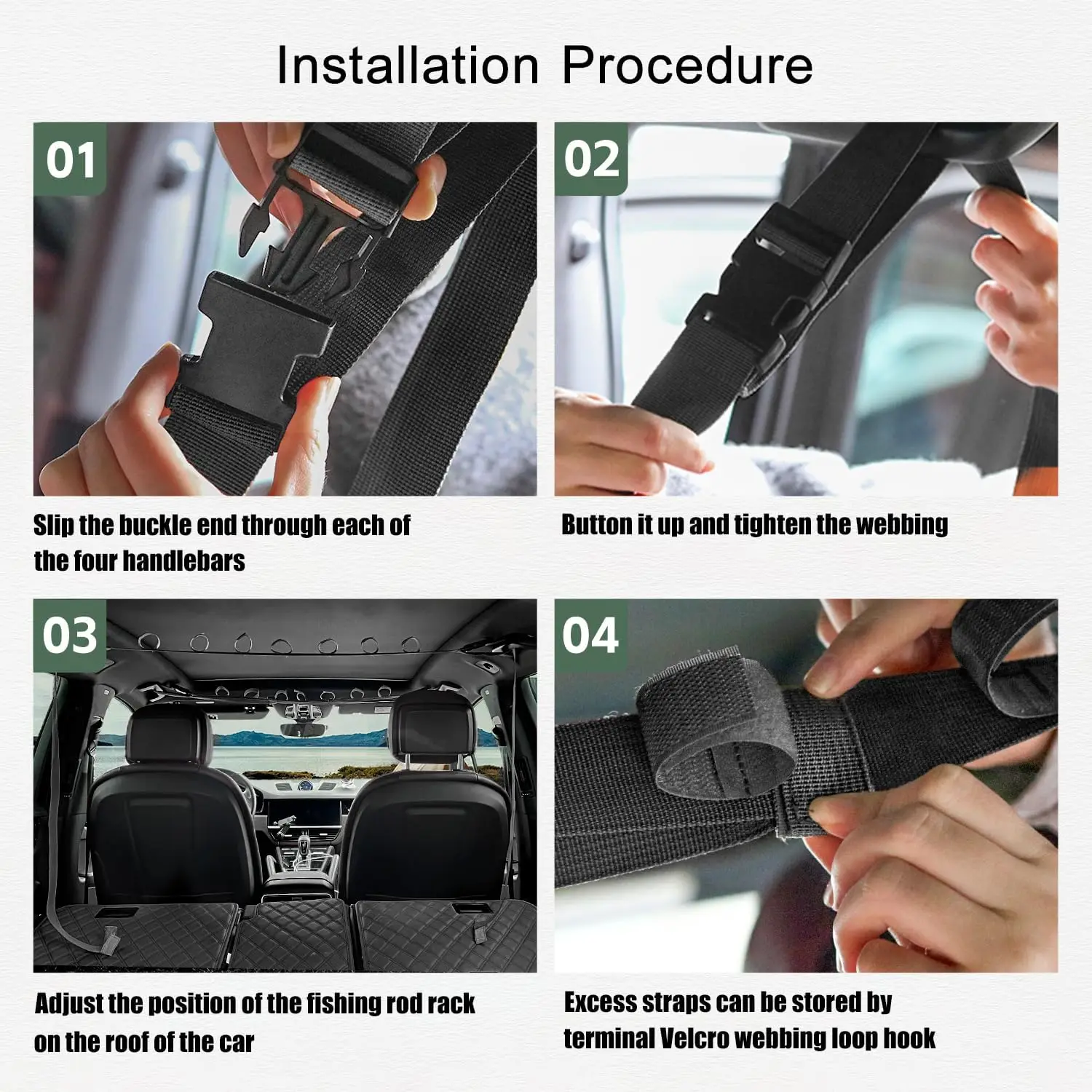 Car Fishing Rod Holder 7 Rod Capacity, Adjustable 33.5-66.9 Inch Heavy Duty Vehicle Rod Carrier for SUV/Wagons/Van/Jeep/Truck