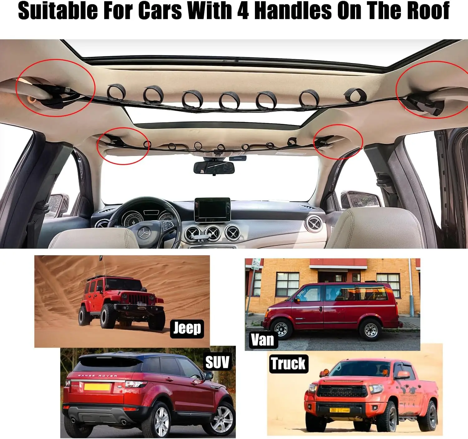 Car Fishing Rod Holder 7 Rod Capacity, Adjustable 33.5-66.9 Inch Heavy Duty Vehicle Rod Carrier for SUV/Wagons/Van/Jeep/Truck