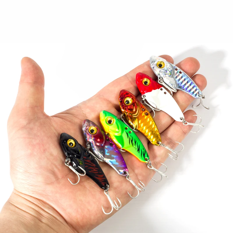 6PCS Metal VIB Lure 5g 7g 10g 15g 20g 3D Eyes Spoon Spinner Balancer Fishing Lure Sinking Jig Hard Bait Fishing Tackle