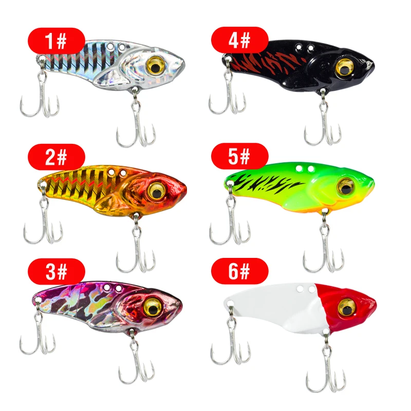 6PCS Metal VIB Lure 5g 7g 10g 15g 20g 3D Eyes Spoon Spinner Balancer Fishing Lure Sinking Jig Hard Bait Fishing Tackle