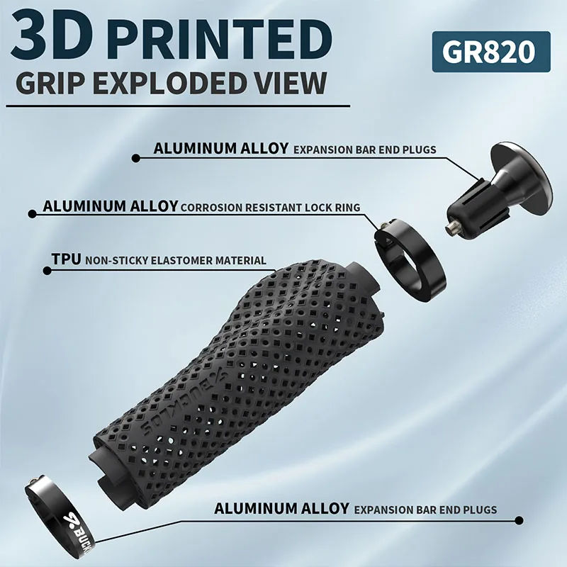 BUCKLOS 3D Printed Bicycle Grips Ergonomics 3D Bike Handlebar Grips Honeycomb Bicycle Handle Lock on MTB Cuffs Bike Bar End