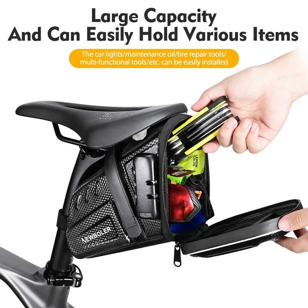 2.5L Bicycle Bag Large Capacity Bike Seat Bag Back Seat Pouch Reflective Bicycle Saddle Bag EVA for Mountain Road Bikes