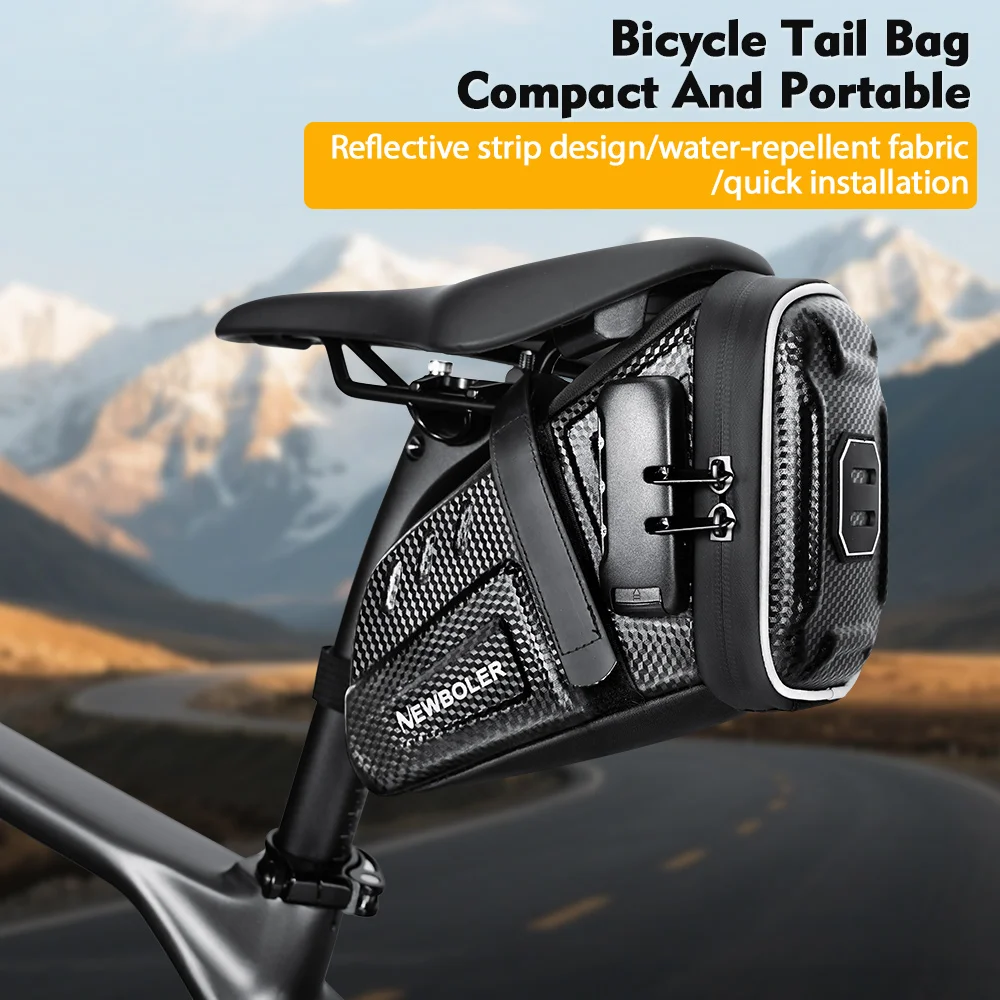 2.5L Bicycle Bag Large Capacity Bike Seat Bag Back Seat Pouch Reflective Bicycle Saddle Bag EVA for Mountain Road Bikes