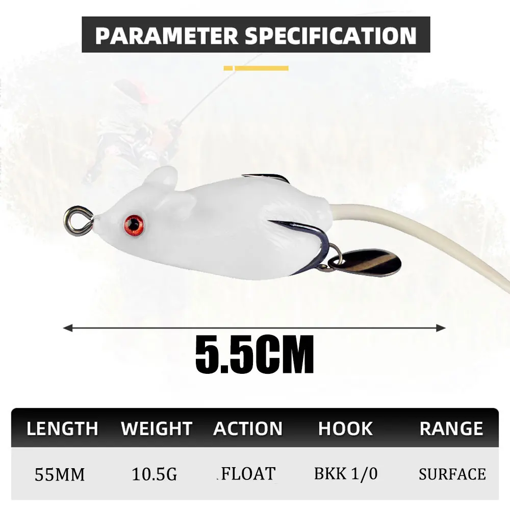 1pc Frog Topwater Lure Floating Baits with Weedless Hooks for Bass Lures