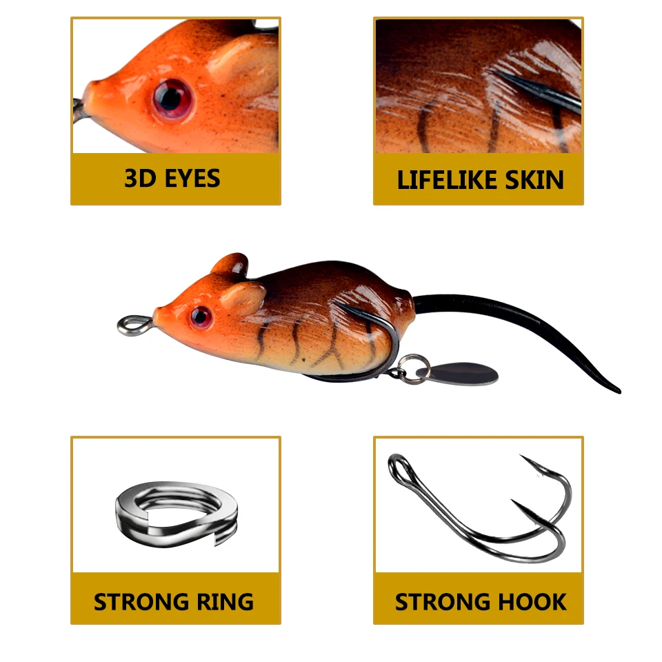 1pc Frog Topwater Lure Floating Baits with Weedless Hooks for Bass Lures