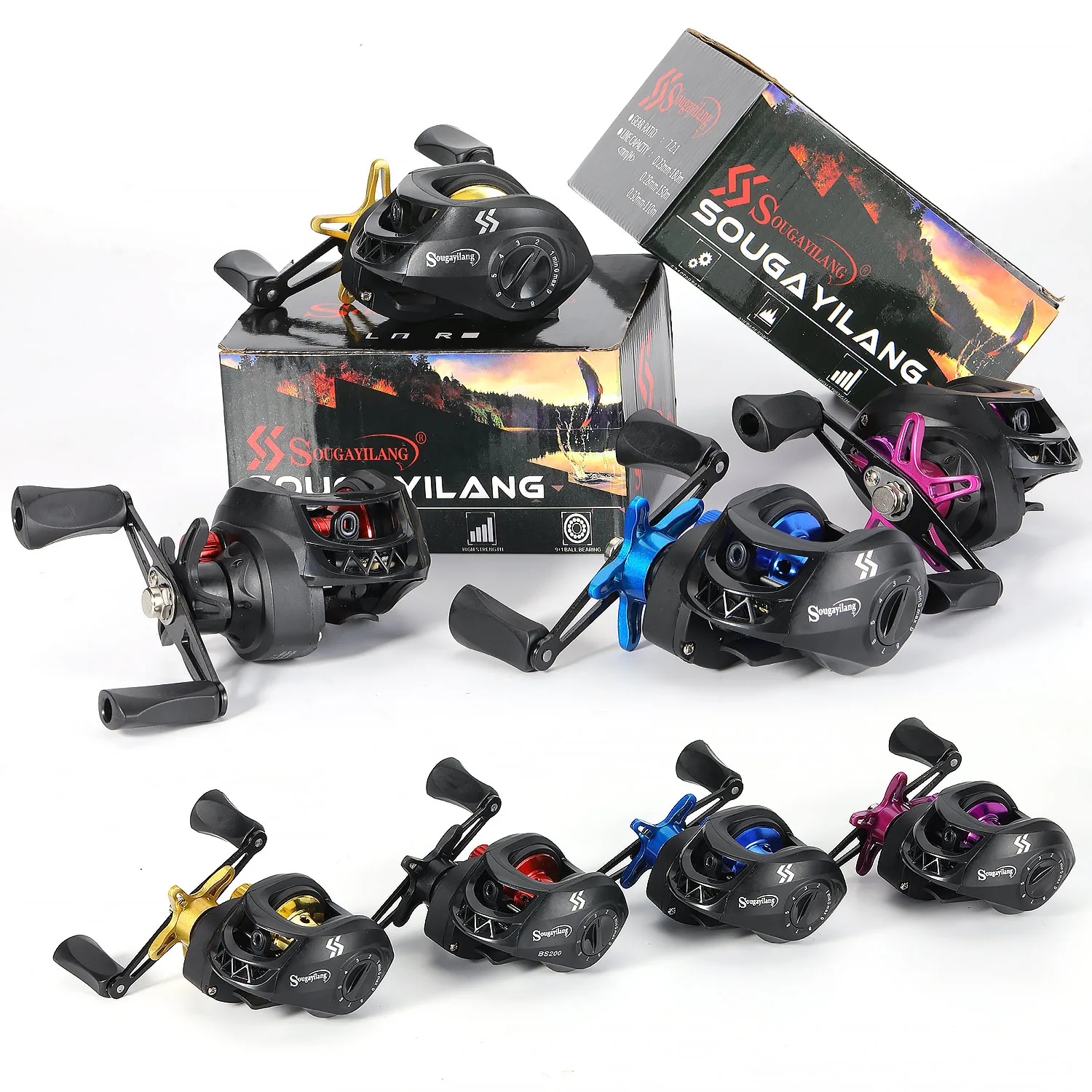 Sougayilang Baitcasting Reel Magnetic Braking System 7.2:1 Gear Ratio Aluminum Spool 8KG Max Drag Freshwater Fishing Coil