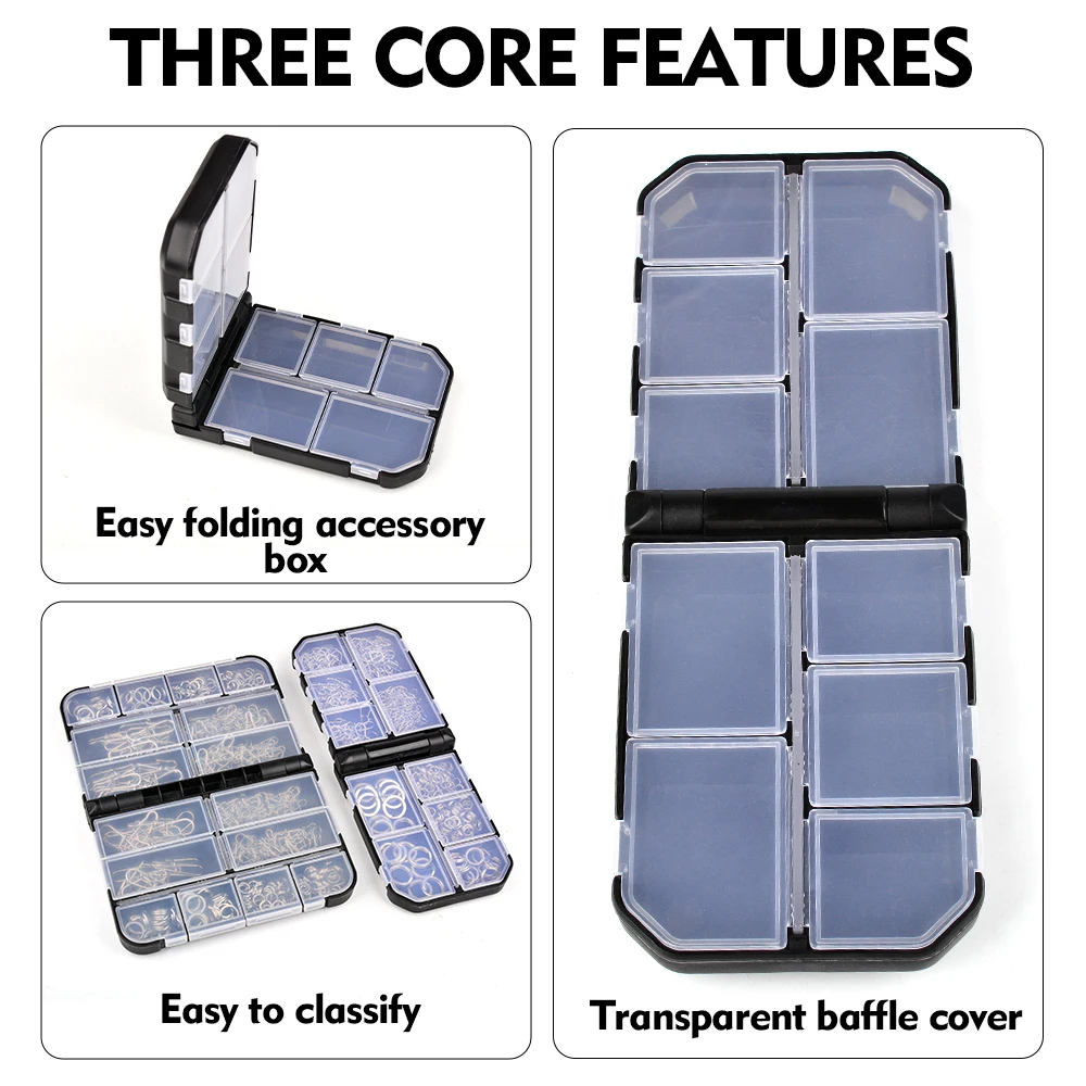 PROBEROS 1PC Plastic Fishing Tackle Bait Storage Boxes Portable Double-Sided Lure Hook Organizer Mini Utility Lures Fishing Box