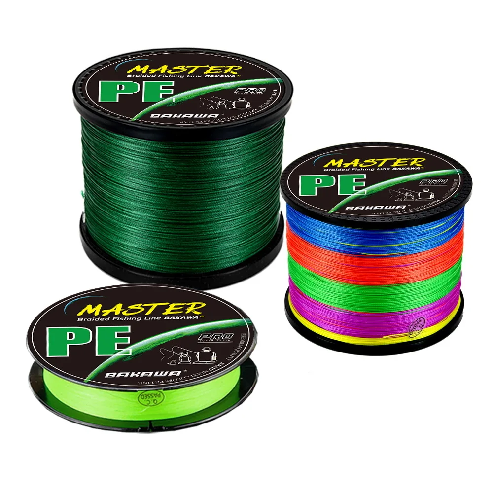 BAKAWA 4X Braided Fishing Line PE Fishing Wire 100M 300M 500M 1000M Abrasion Resistant Super Strong Multifilament Smooth Casting