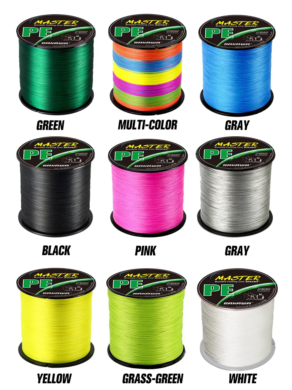 BAKAWA 4X Braided Fishing Line PE Fishing Wire 100M 300M 500M 1000M Abrasion Resistant Super Strong Multifilament Smooth Casting