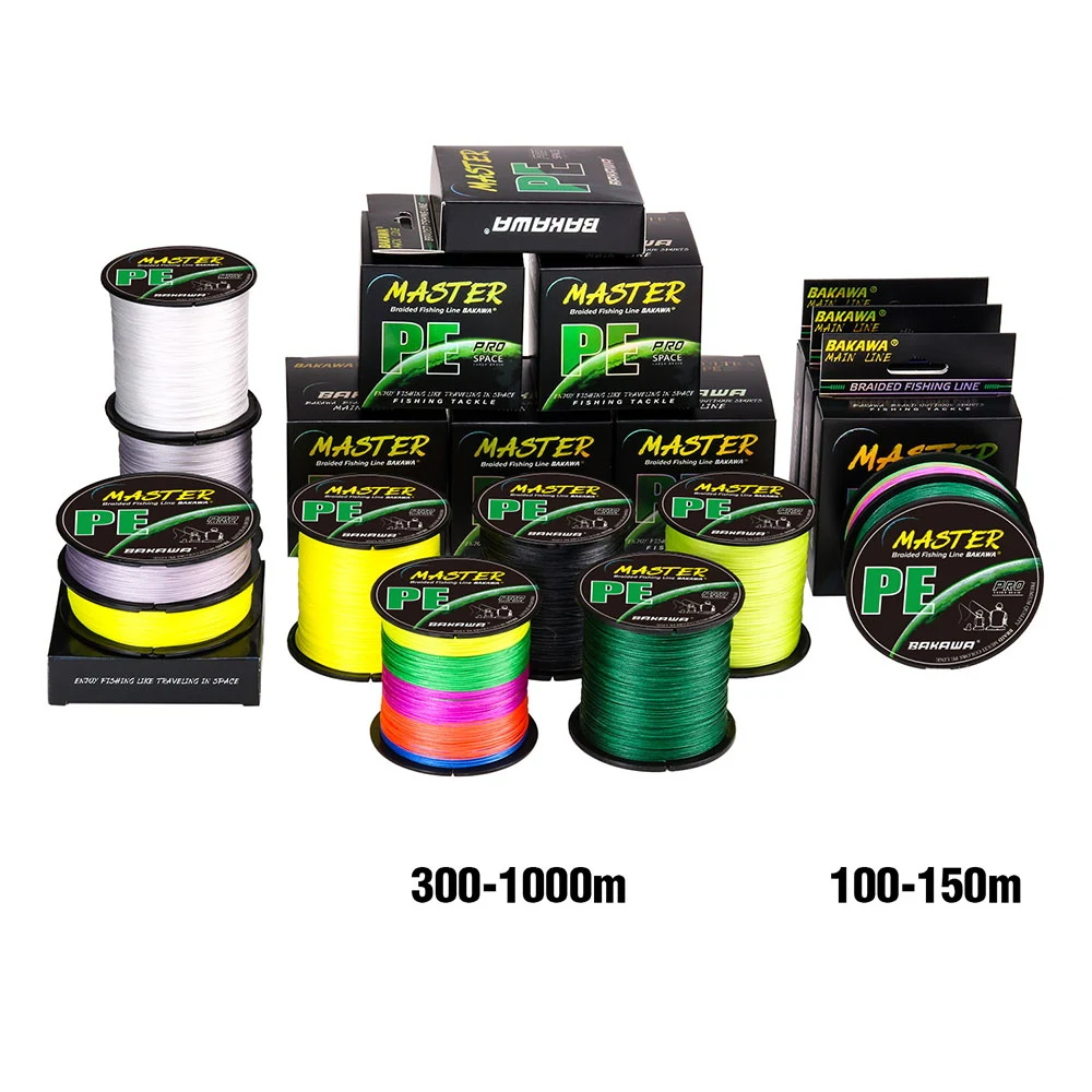 BAKAWA 4X Braided Fishing Line PE Fishing Wire 100M 300M 500M 1000M Abrasion Resistant Super Strong Multifilament Smooth Casting