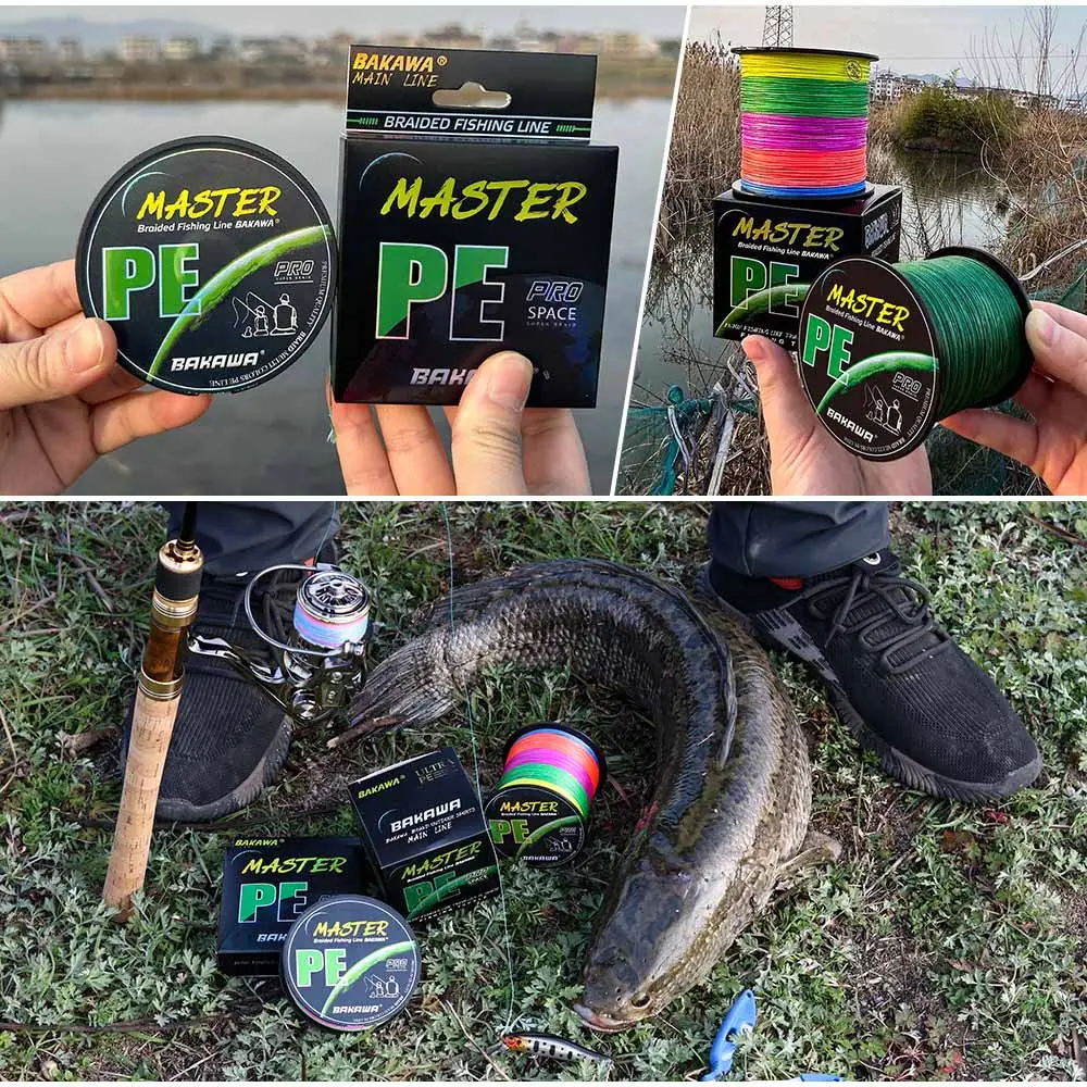BAKAWA 4X Braided Fishing Line PE Fishing Wire 100M 300M 500M 1000M Abrasion Resistant Super Strong Multifilament Smooth Casting