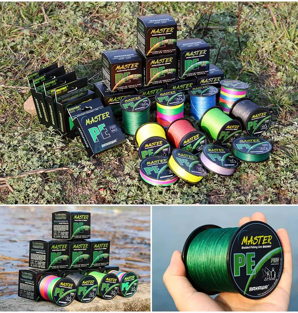 BAKAWA 4X Braided Fishing Line PE Fishing Wire 100M 300M 500M 1000M Abrasion Resistant Super Strong Multifilament Smooth Casting