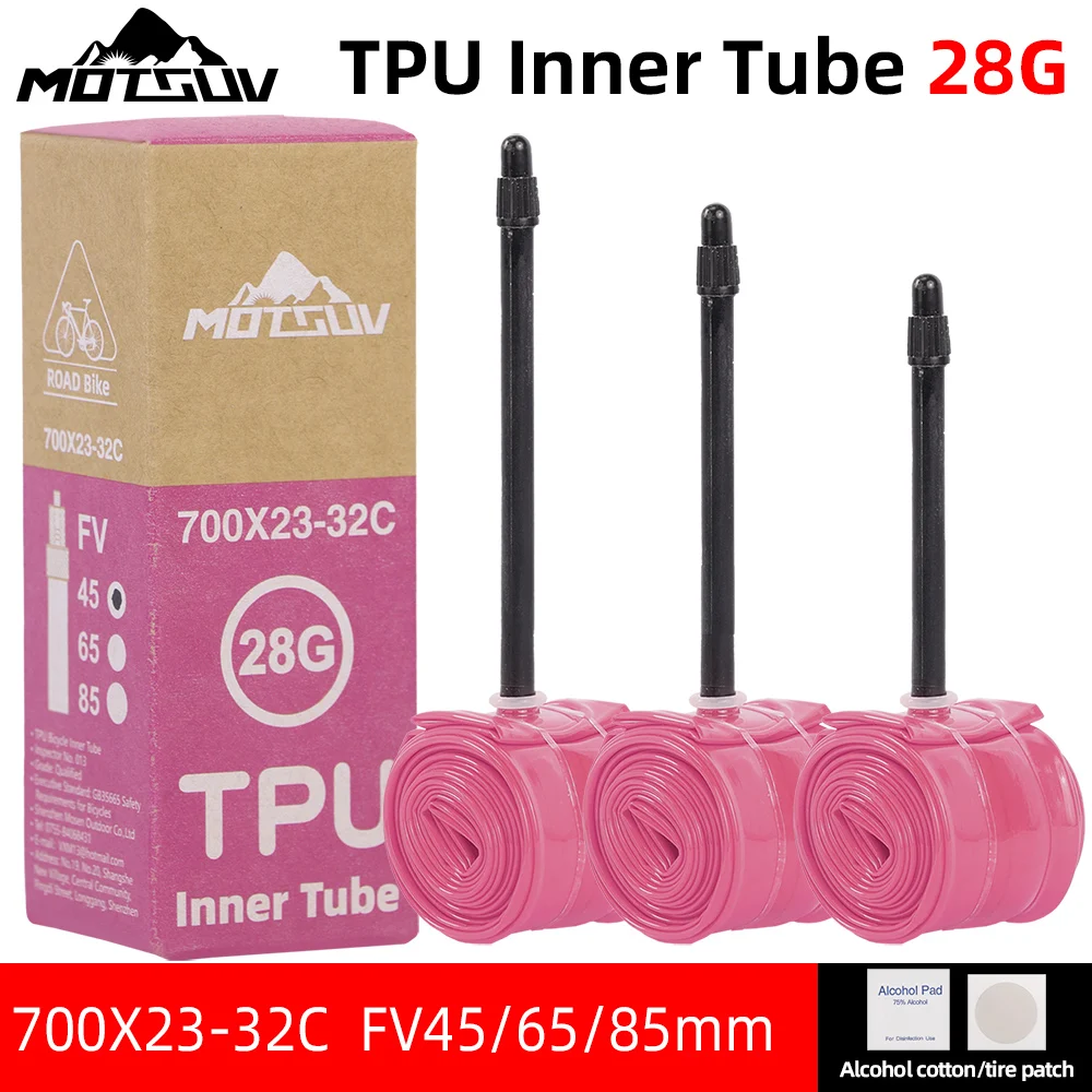 10Pcs Ultralight Bike TPU Inner Tube 700X23/25/28/32C Road Bicycle TPU Material Tire 45mm/65mm/85mm Length French Valve MTB