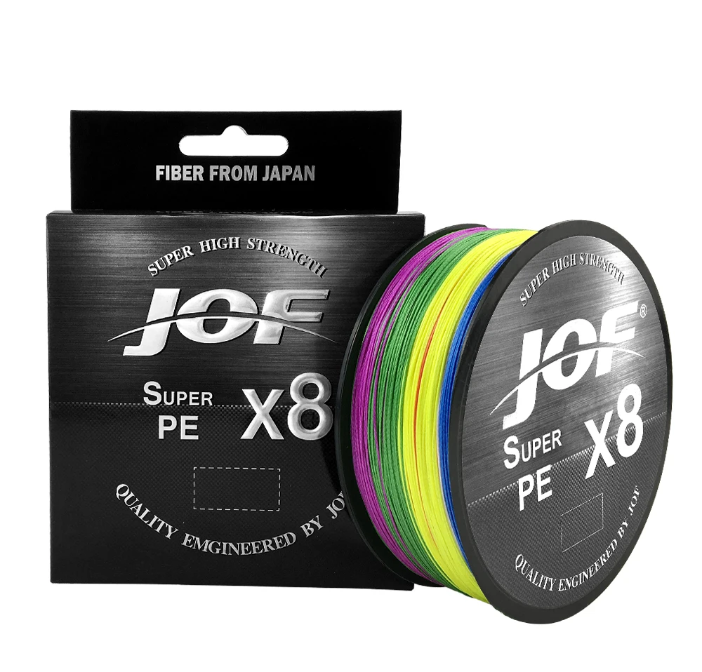 JOF X8 100M/150M/300M/500M PE Fishing Line Super Strong Braided Wire - Durable Multicolor Monofilament Line for Angling