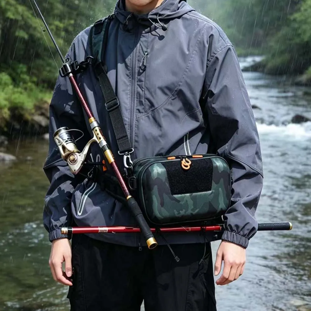 Lure Bag Fishing Gear Bag Multi-Functional Waist Bag Cross-Body Bag Large Capacity Fishing Rod Bag