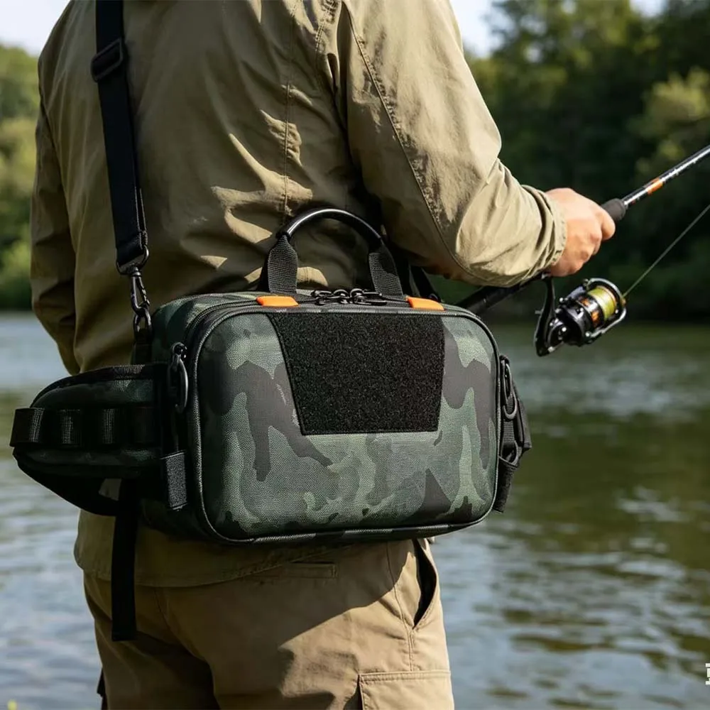 Lure Bag Fishing Gear Bag Multi-Functional Waist Bag Cross-Body Bag Large Capacity Fishing Rod Bag