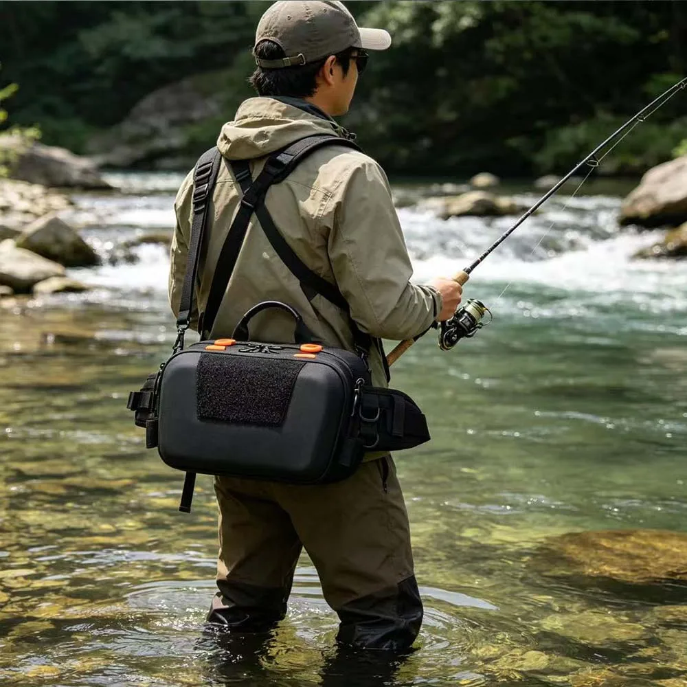 Lure Bag Fishing Gear Bag Multi-Functional Waist Bag Cross-Body Bag Large Capacity Fishing Rod Bag