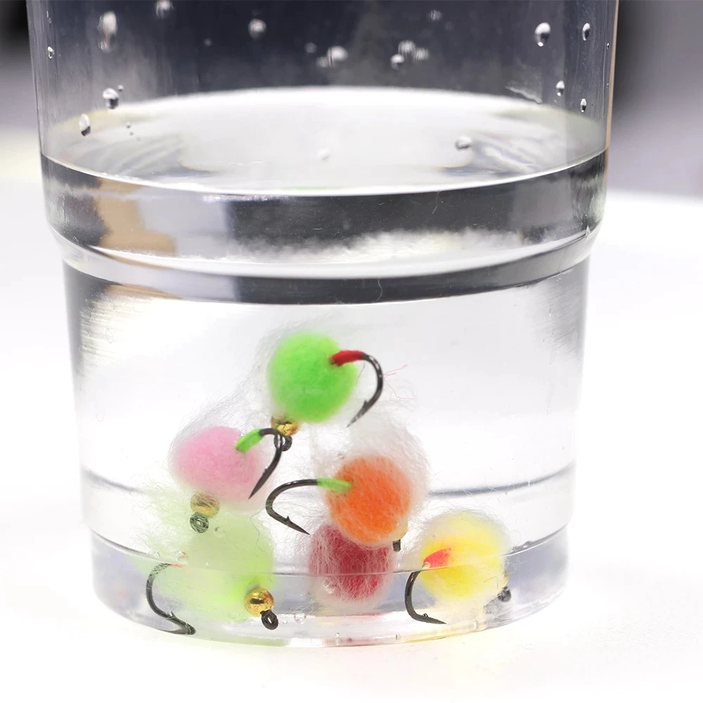 8/12pcs Bead Head Glo Bug Salmon Egg Fly Salmon Fish Roe Wet Flies Fast Sinking Trout Steelhead Fishing Artificial Bait Lure