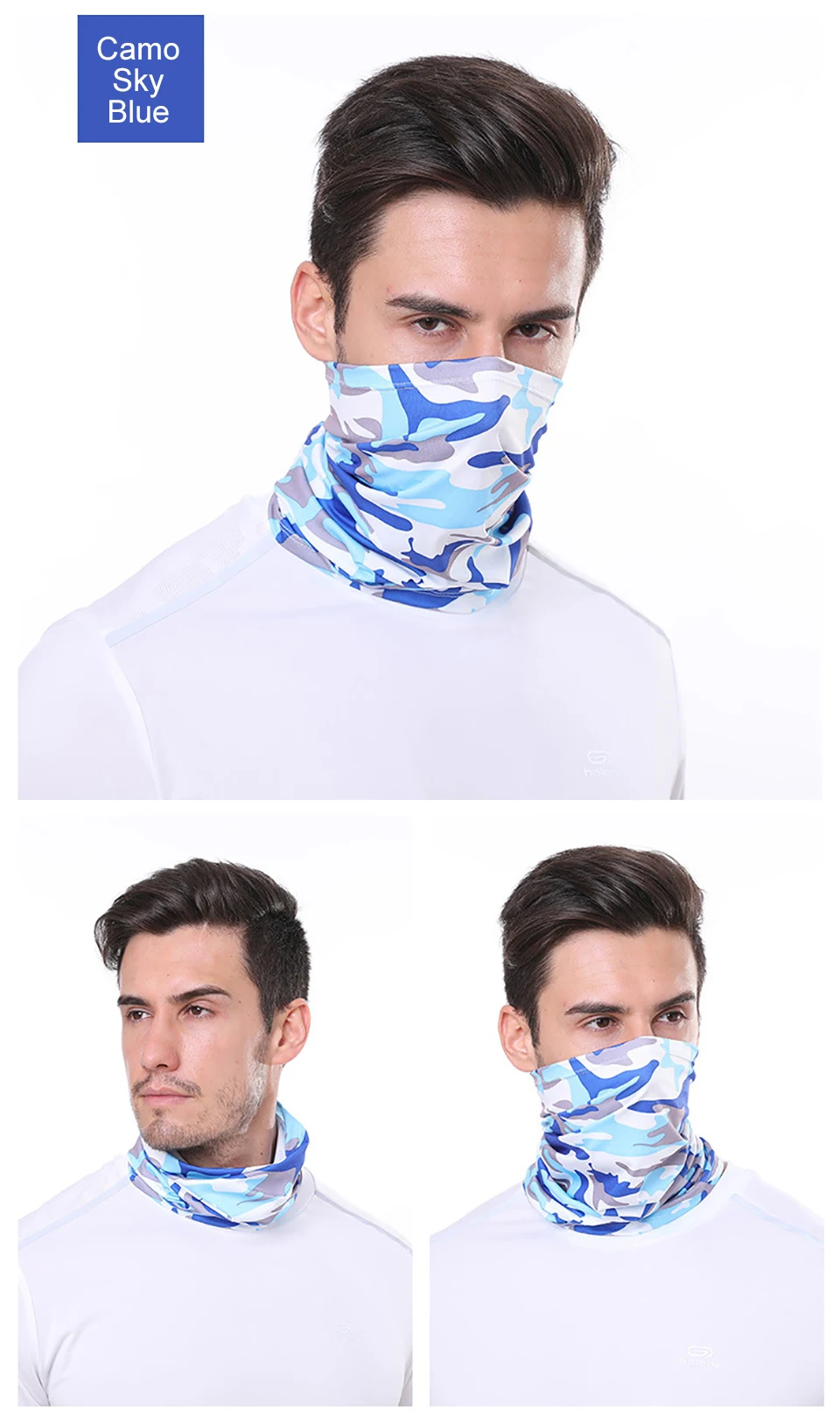 GTUBIKE Ice Silk Bandana Neck Gaiter Breathable UV Protection Hiking Face Mask Outdoor Sports Sunscreen Fishing Face Cover Scarf
