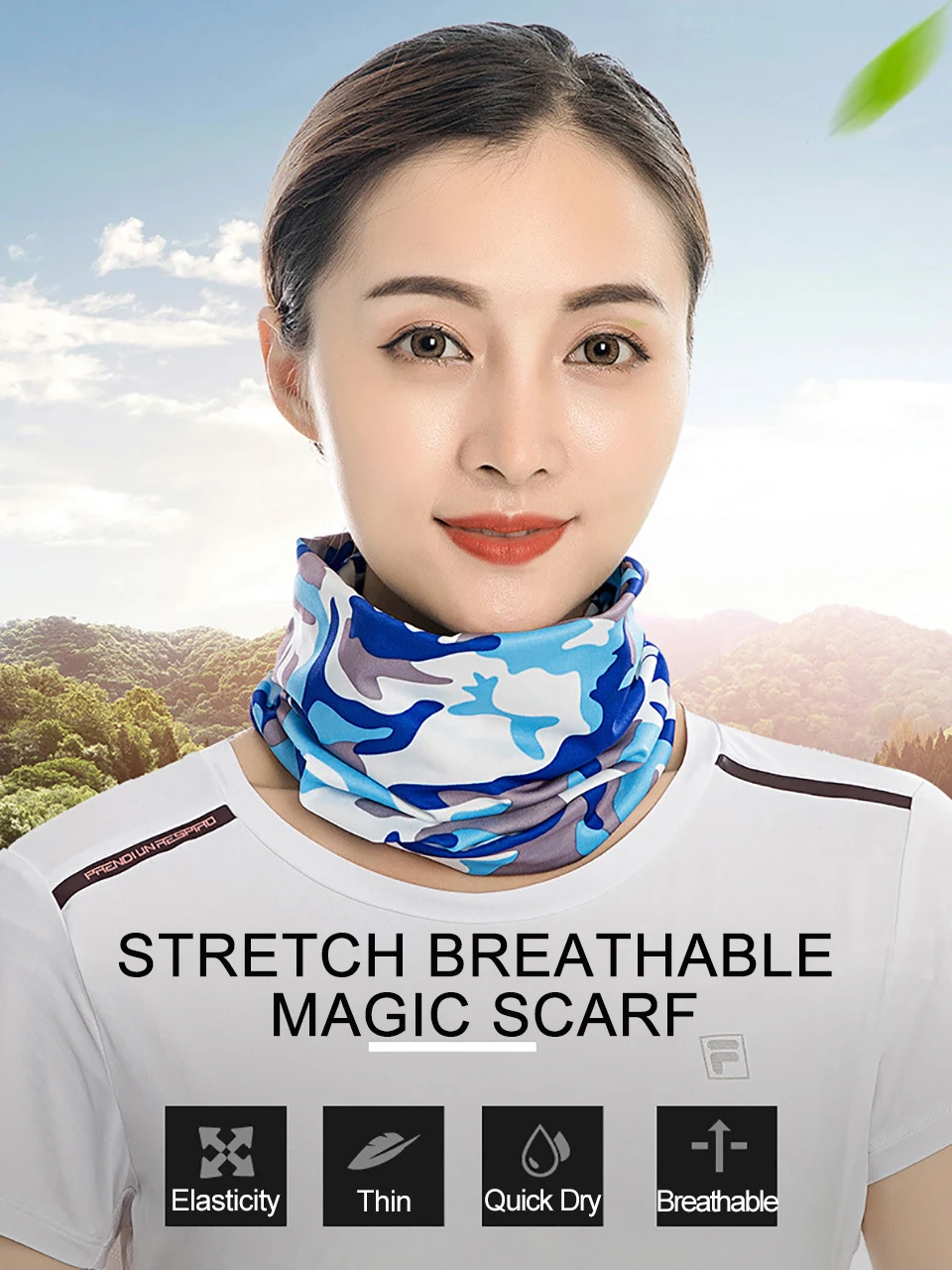 GTUBIKE Ice Silk Bandana Neck Gaiter Breathable UV Protection Hiking Face Mask Outdoor Sports Sunscreen Fishing Face Cover Scarf