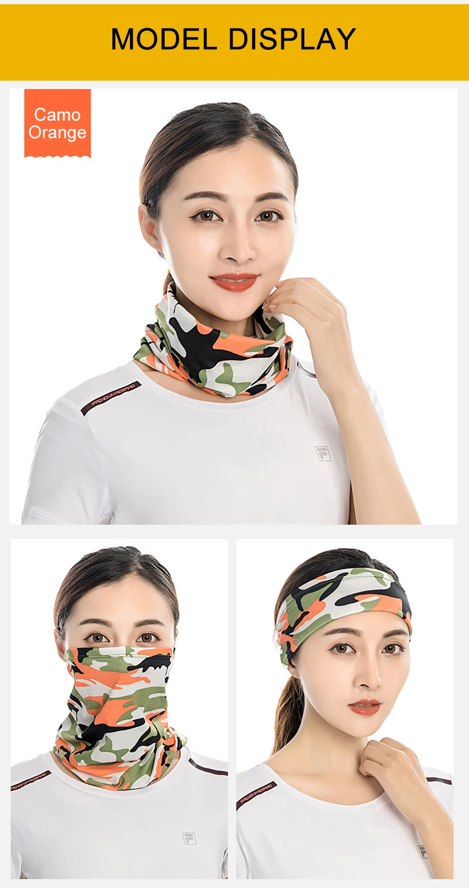 GTUBIKE Ice Silk Bandana Neck Gaiter Breathable UV Protection Hiking Face Mask Outdoor Sports Sunscreen Fishing Face Cover Scarf