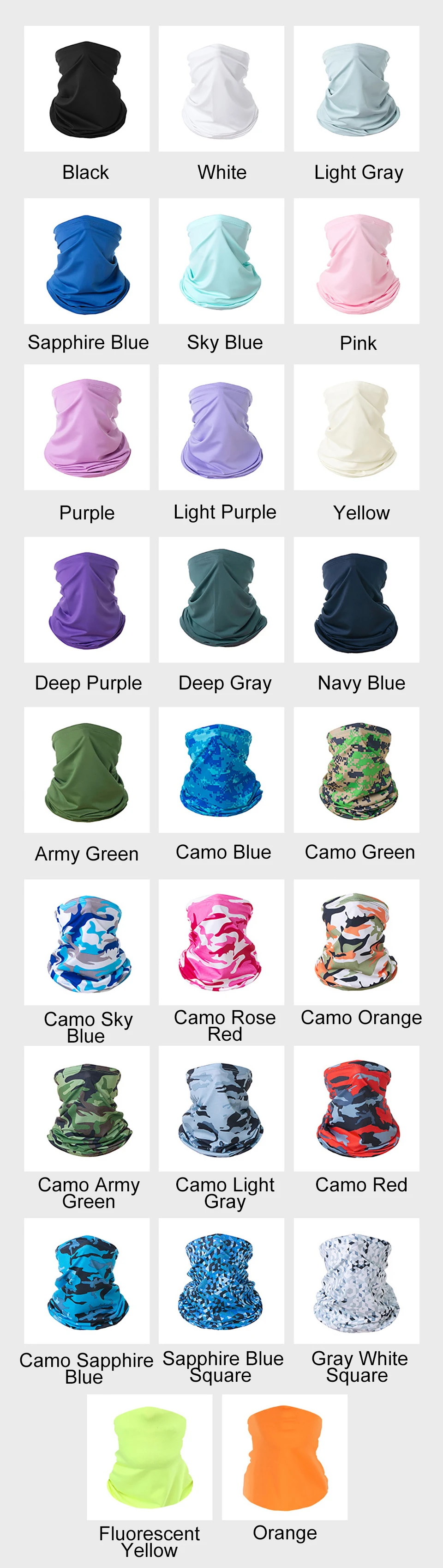 GTUBIKE Ice Silk Bandana Neck Gaiter Breathable UV Protection Hiking Face Mask Outdoor Sports Sunscreen Fishing Face Cover Scarf