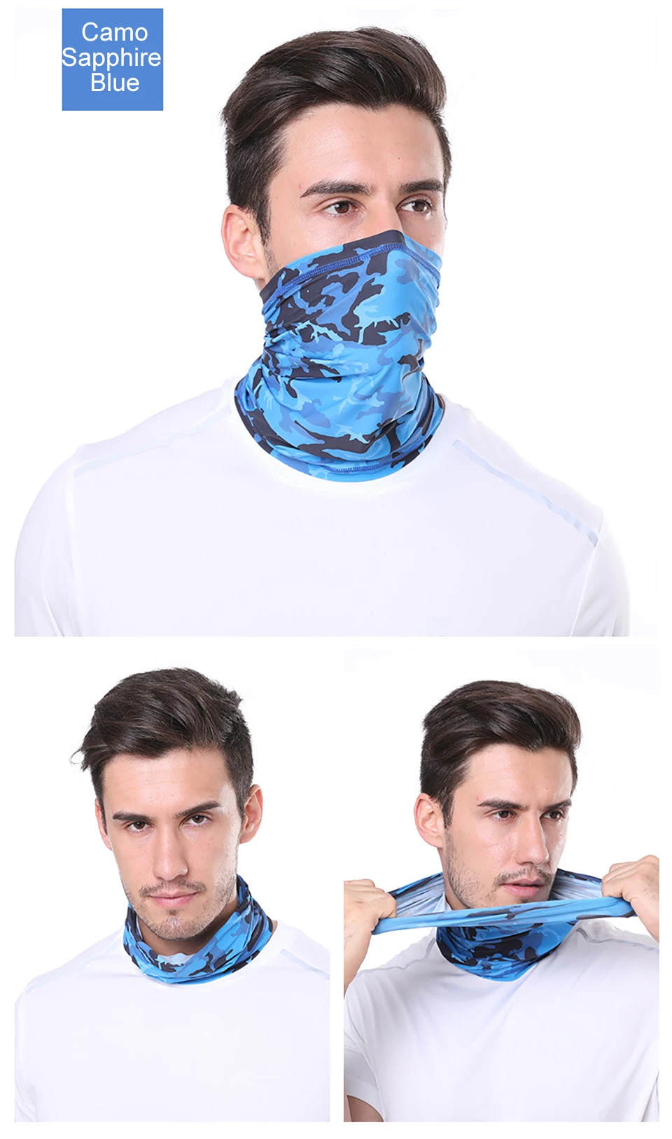 GTUBIKE Ice Silk Bandana Neck Gaiter Breathable UV Protection Hiking Face Mask Outdoor Sports Sunscreen Fishing Face Cover Scarf