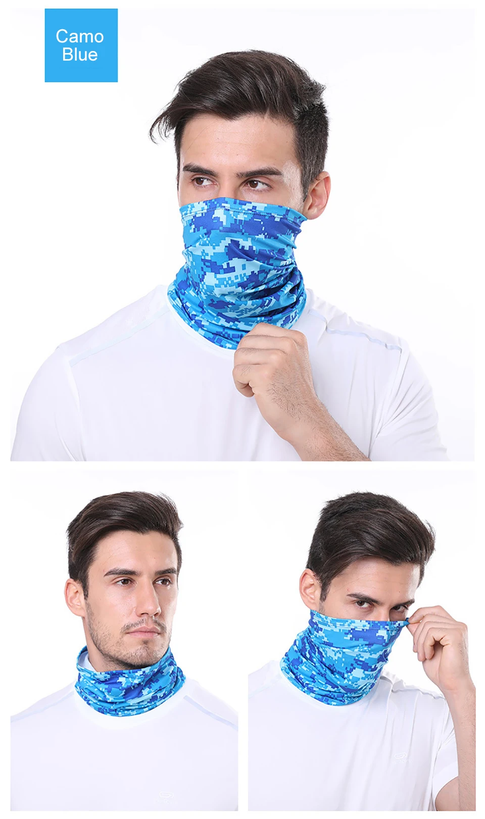 GTUBIKE Ice Silk Bandana Neck Gaiter Breathable UV Protection Hiking Face Mask Outdoor Sports Sunscreen Fishing Face Cover Scarf