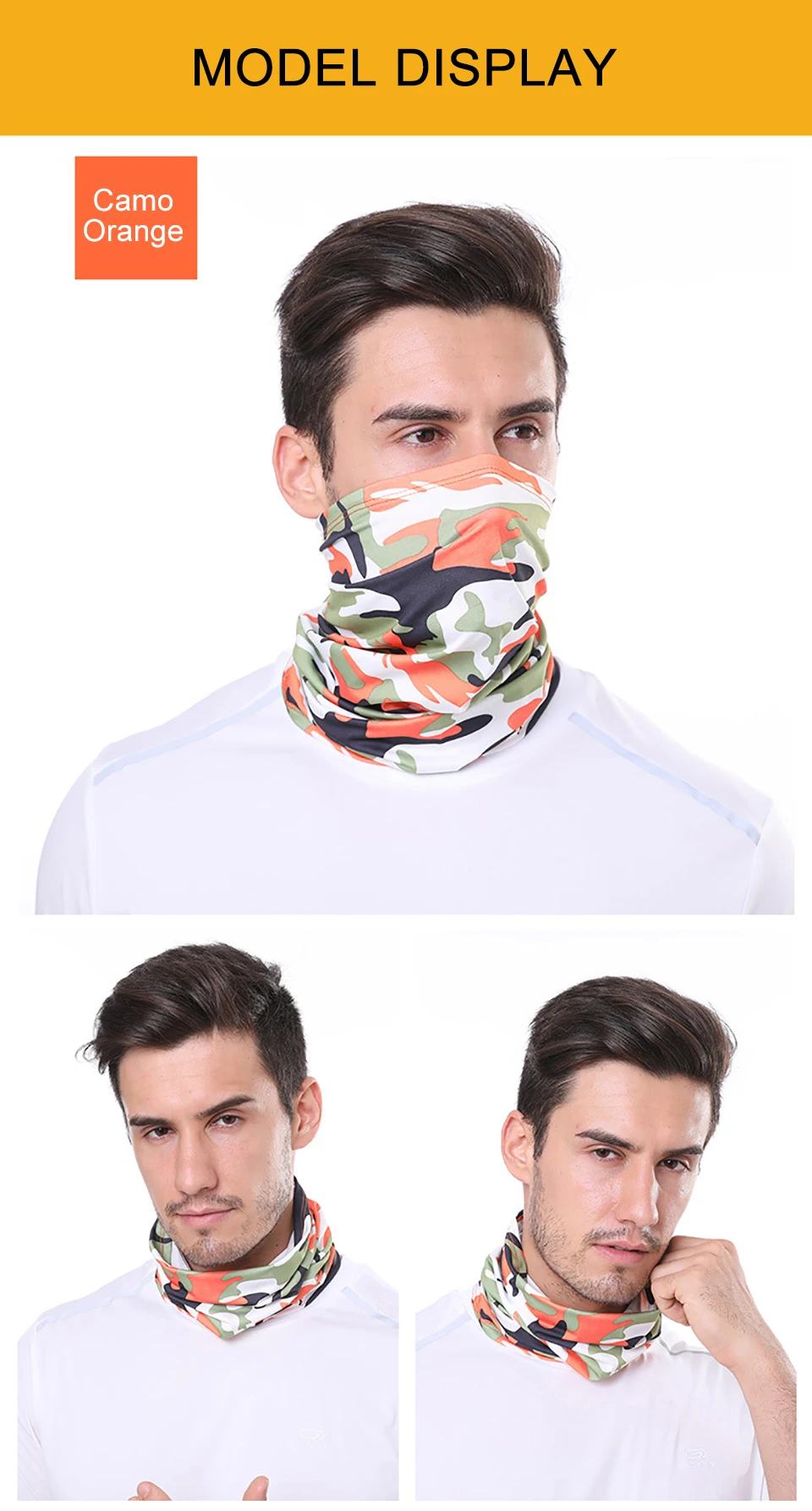 GTUBIKE Ice Silk Bandana Neck Gaiter Breathable UV Protection Hiking Face Mask Outdoor Sports Sunscreen Fishing Face Cover Scarf