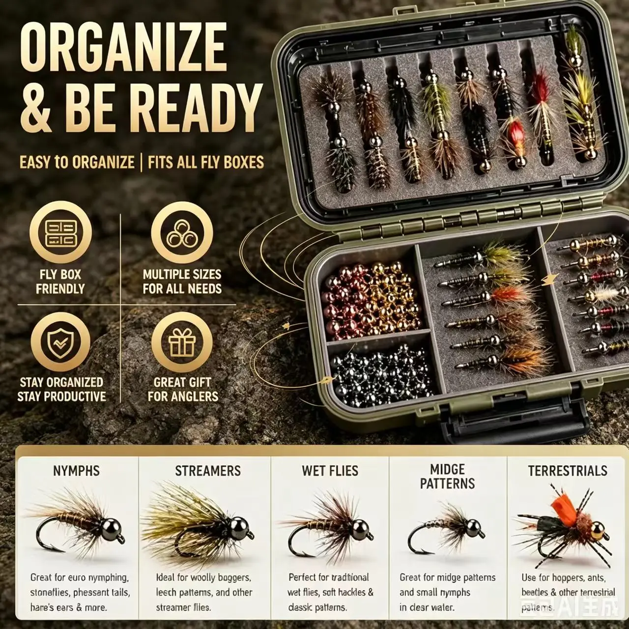 Elite TG 100Pcs 2.0-4.7mm 4Colors Fly Fishing Brass Beads Cyclops Nymph Head Beads Fly Tying Lure Making Materials