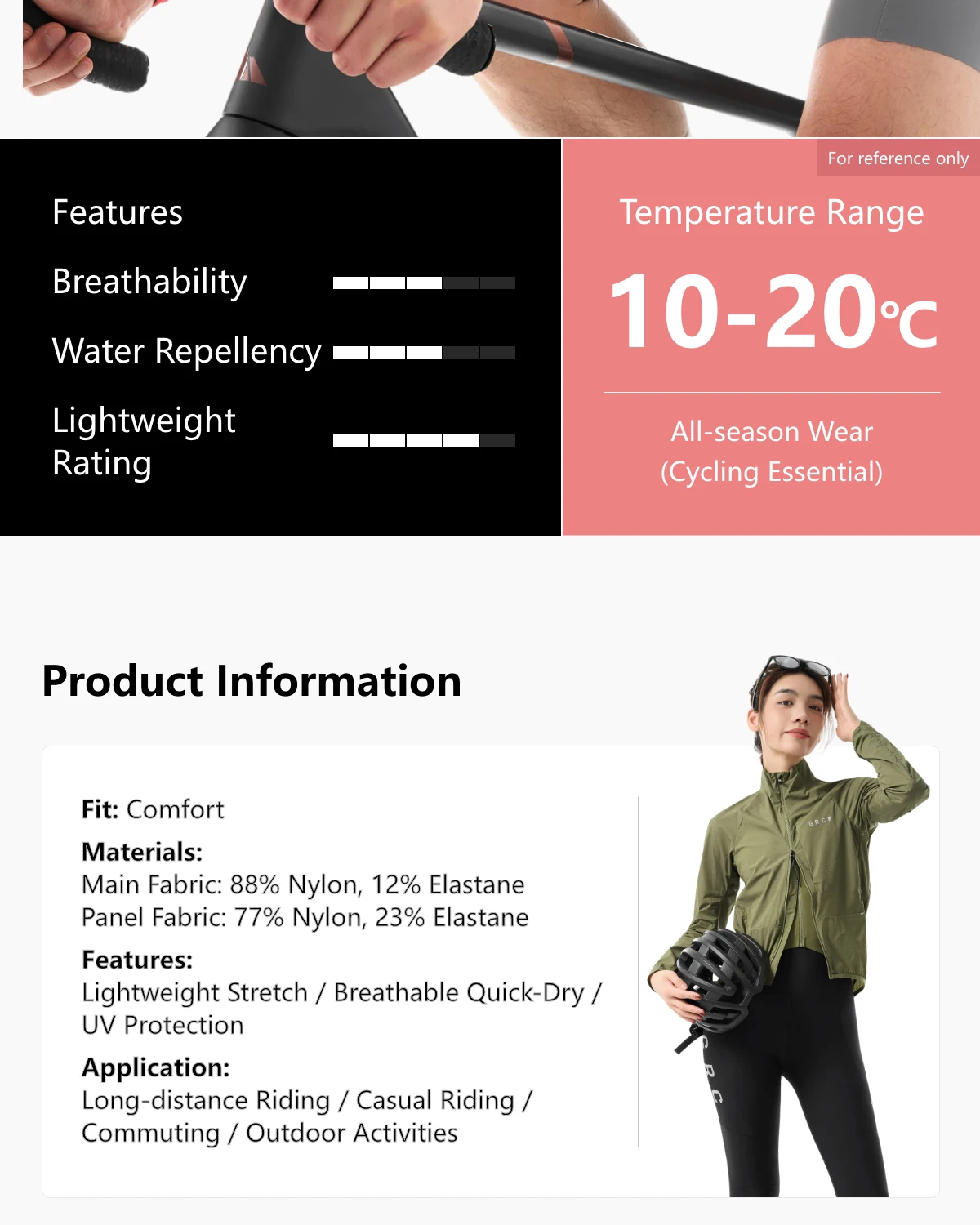 GRC Cycling Apparel Unisex Tech Wind Jacket Windproof Breathable for Outdoor Cycling