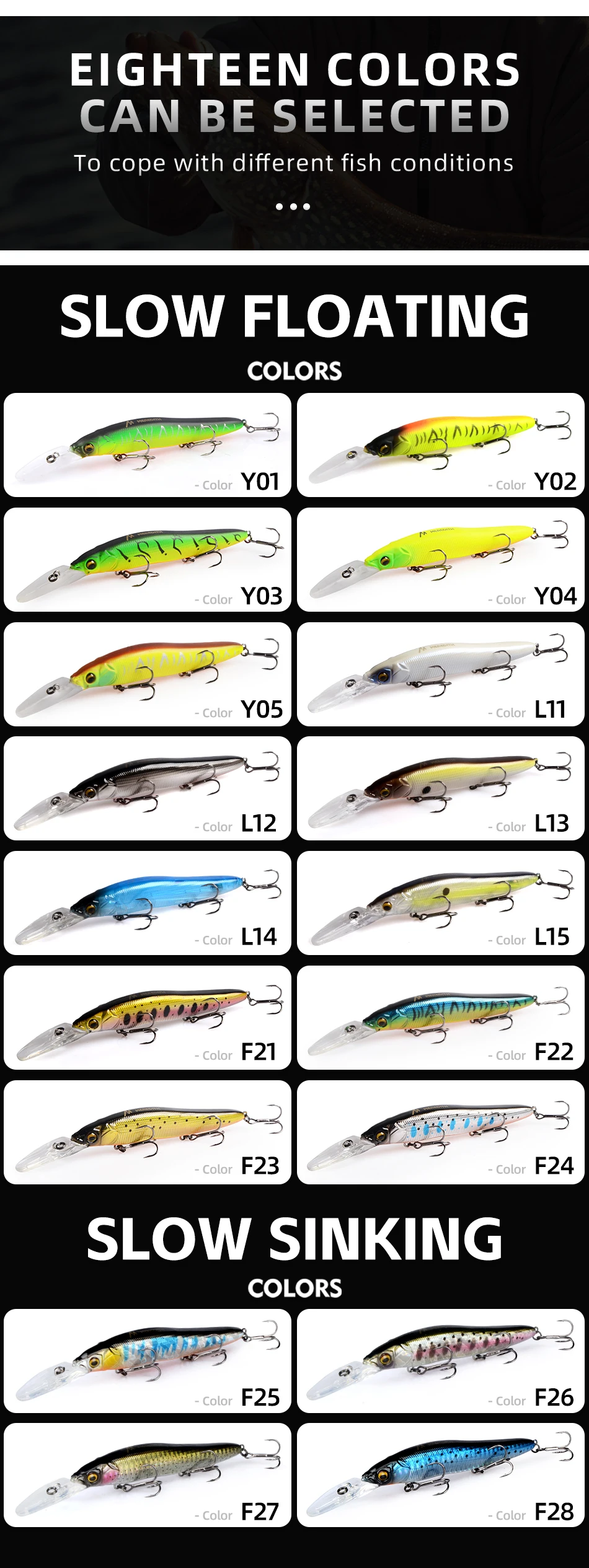 MEREDITH Minnow Wobbler Fishing Lures 110mm Artificial Hard Bait Slow Sinking Or Flaoting Depth 0-3m Bait Jerk Bass Pike Baits