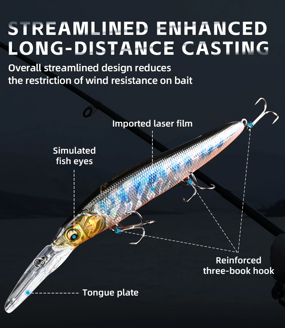 MEREDITH Minnow Wobbler Fishing Lures 110mm Artificial Hard Bait Slow Sinking Or Flaoting Depth 0-3m Bait Jerk Bass Pike Baits