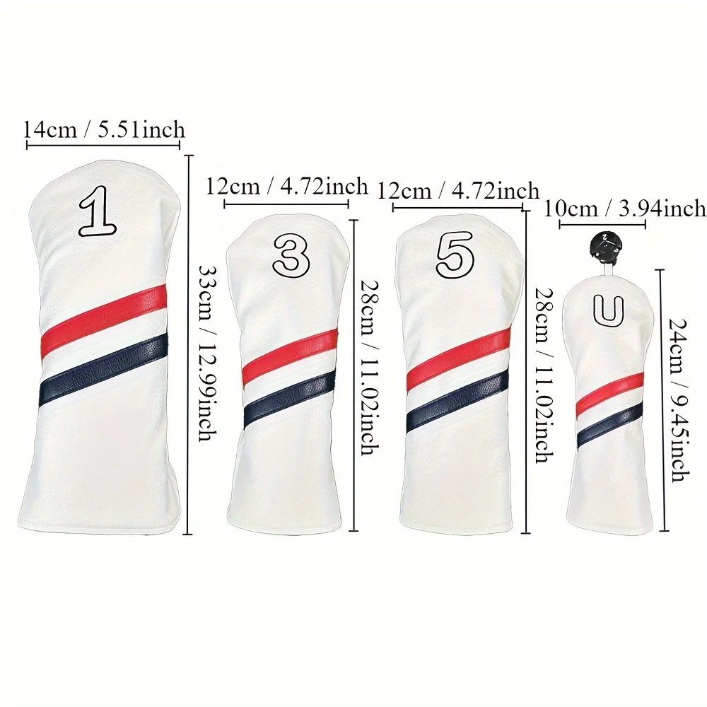 1/4pcs Golf Club Cover, Number Print Golf Club Cover, Waterproof PU Club Protective Cover