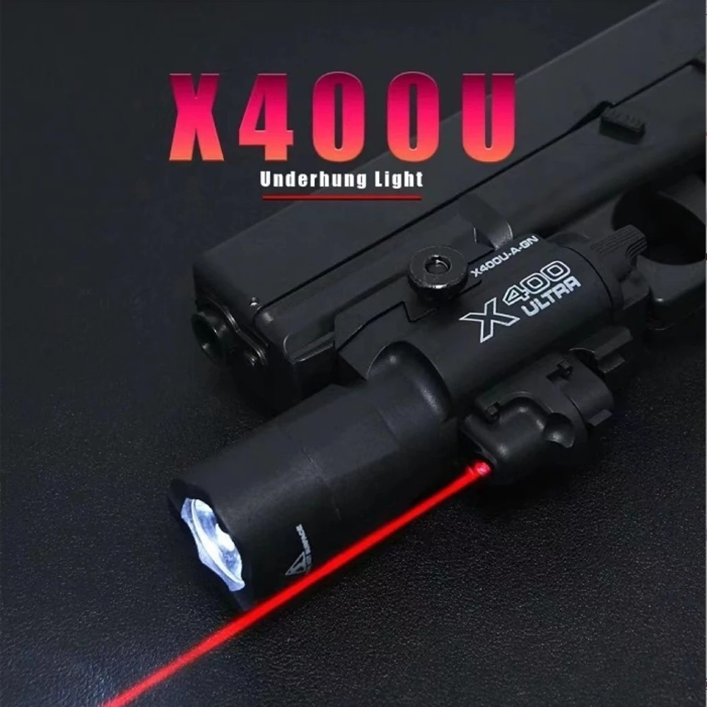 X400U Tactical Flashlight with Laser Sight, Dual-Mode White Light & Red Laser, One-Button Switch, Aircraft Aluminum Alloy, Quick