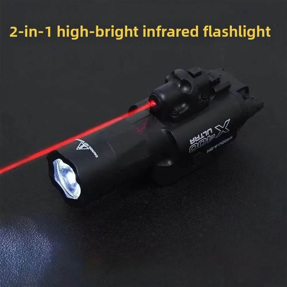 X400U Tactical Flashlight with Laser Sight, Dual-Mode White Light & Red Laser, One-Button Switch, Aircraft Aluminum Alloy, Quick