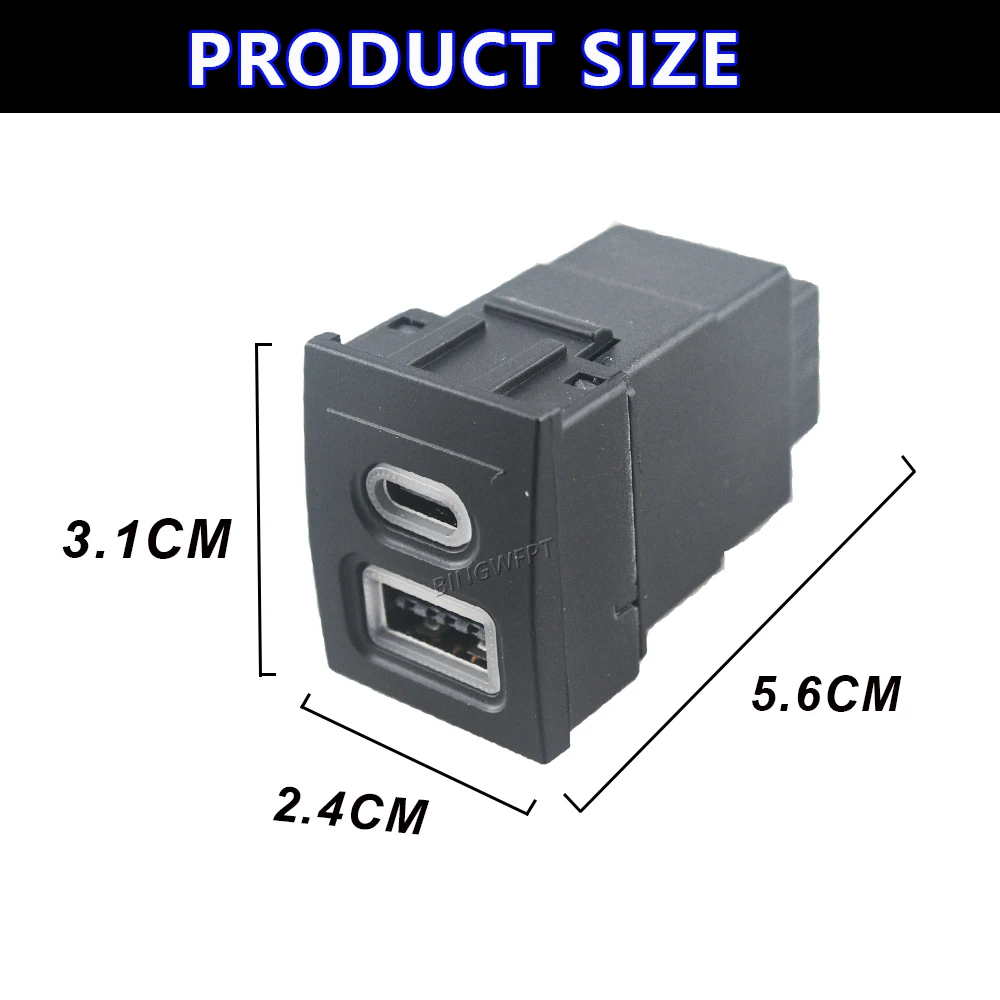 Car Phone Charger Socket Double QC3.0 Type C PD USB Charging Power Adapter For VW Volkswagen Polo 9n Polo 9n3 04-11 Accessories