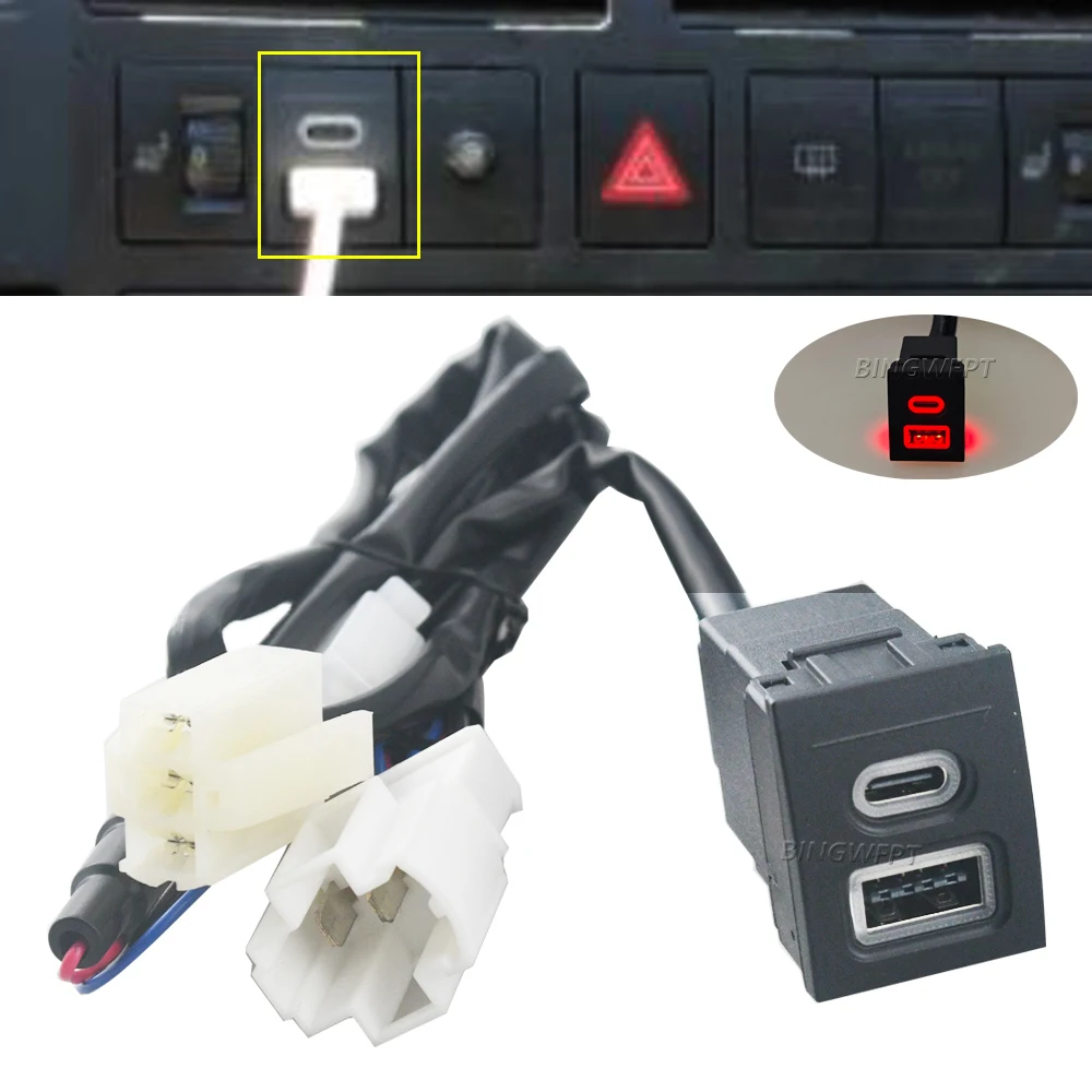 Car Phone Charger Socket Double QC3.0 Type C PD USB Charging Power Adapter For VW Volkswagen Polo 9n Polo 9n3 04-11 Accessories