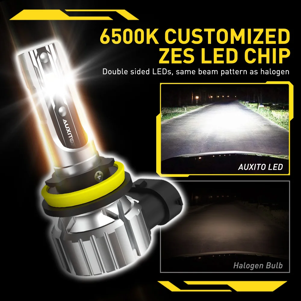 AUXITO 2Pcs 12V H8 H9 H11 LED Fog Light Bulbs PTF H16JP 9005 HB3 9006 HB4 H11 H8 CSP LED Headlight Fog Lamp Car Driving Lamp DRL