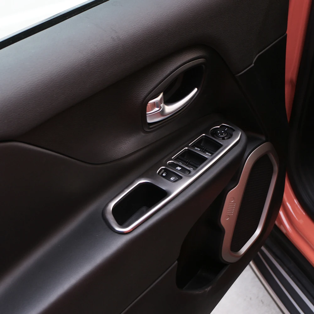 For Jeep Renegade 2015 2016 2017 2018 2019 2020 2021 2022 2023 ABS Car Window Glass Lift Switch Button Panel Trim Cover Stickers