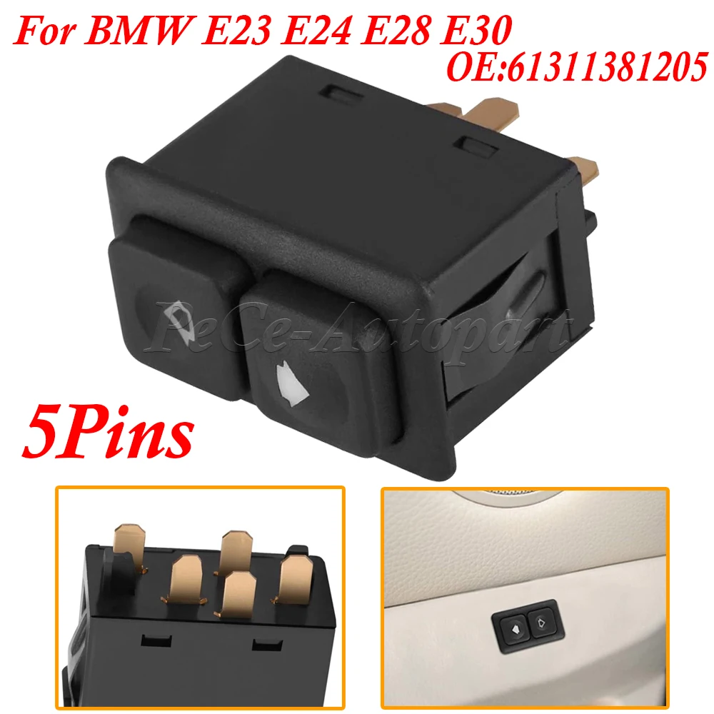 4Pcs Window Lifter Electric Power Control Button Window Switch 61311381205 For E23 E24 E28 E30 L6 M5 5 Pins For BMW