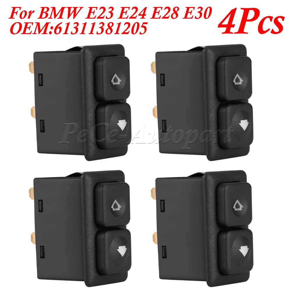 4Pcs Window Lifter Electric Power Control Button Window Switch 61311381205 For E23 E24 E28 E30 L6 M5 5 Pins For BMW