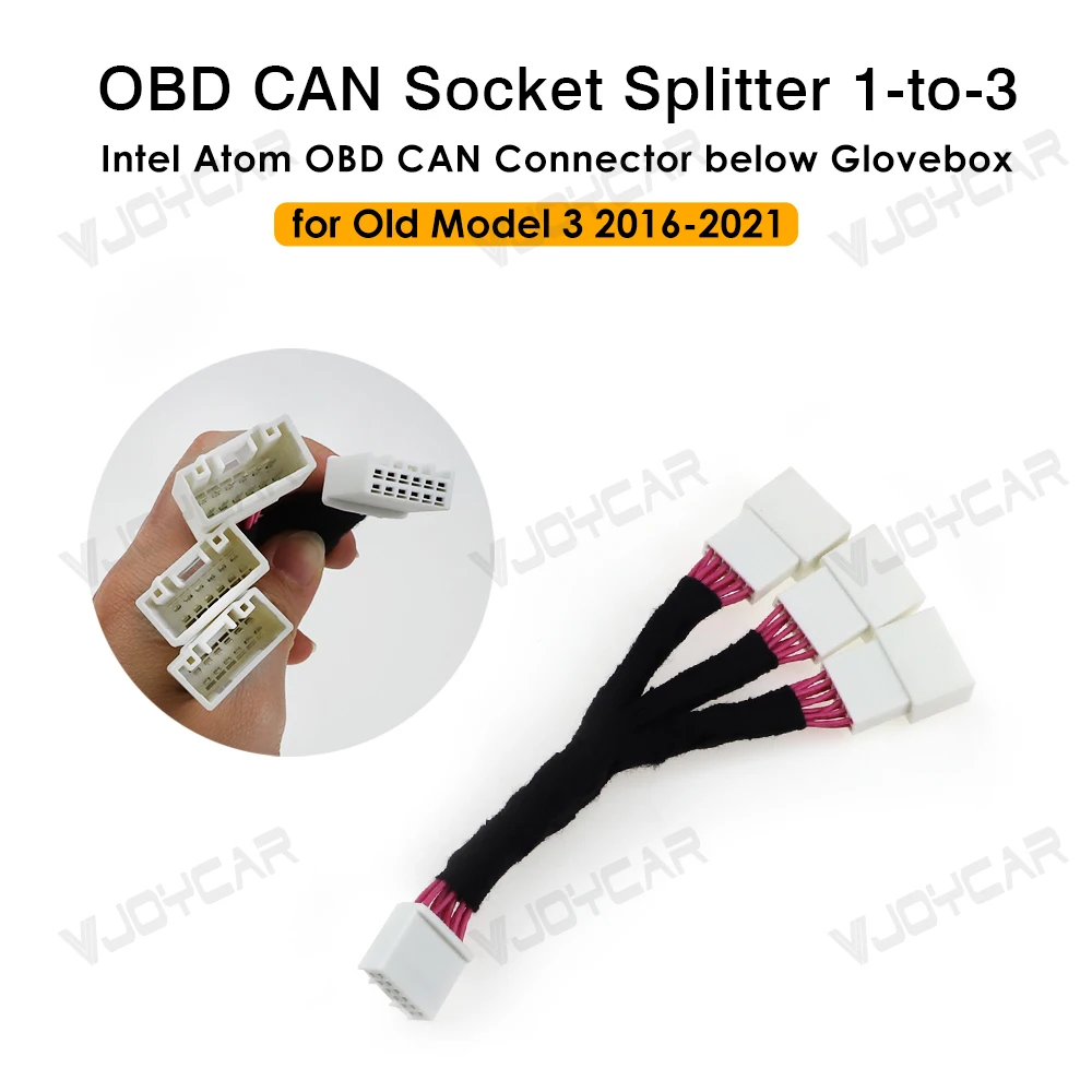 for Tesla OBD Splitter 1-to-3 OBD CAN Socket Plug 12PIN 20PIN 26PIN One-to-Three Plug Adapter Right Front Door A-pillar