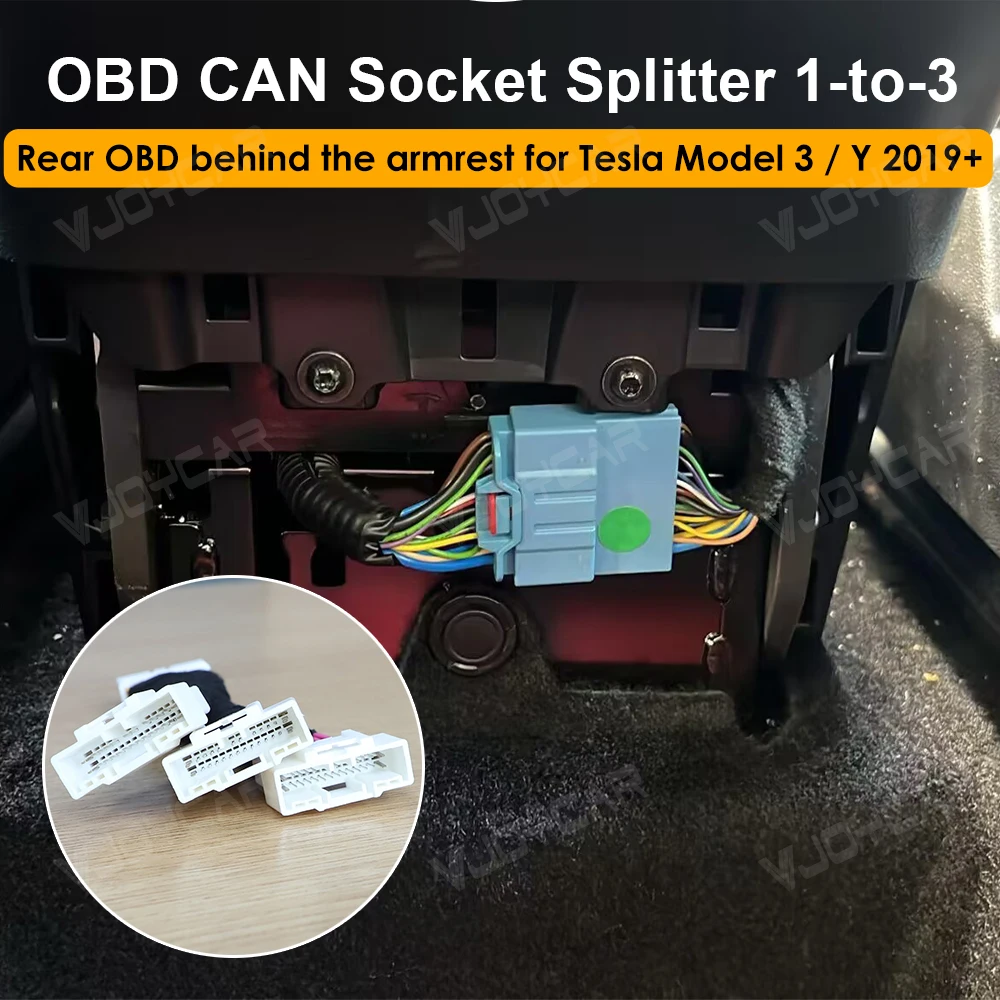 for Tesla OBD Splitter 1-to-3 OBD CAN Socket Plug 12PIN 20PIN 26PIN One-to-Three Plug Adapter Right Front Door A-pillar