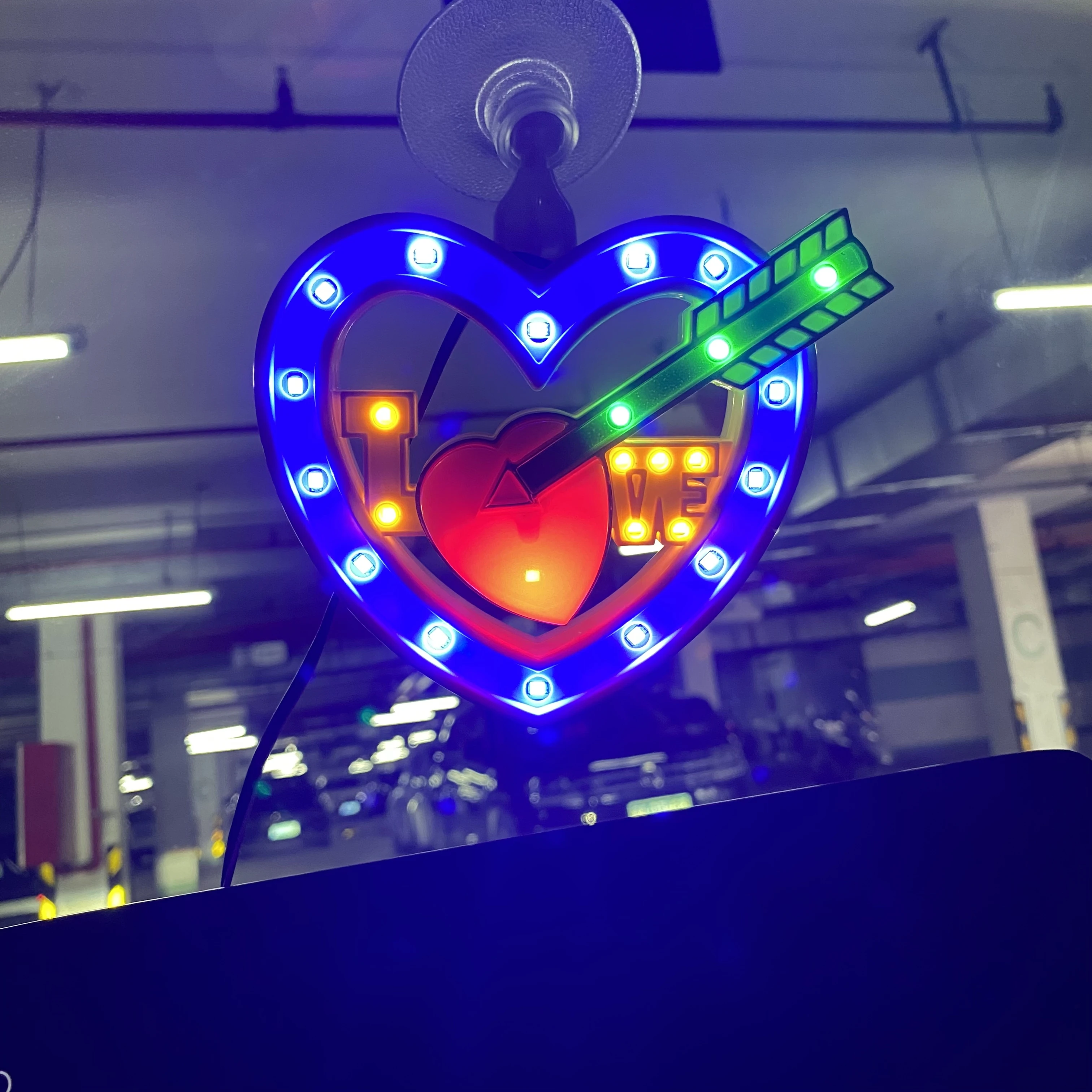 12V Car LED Atmosphere Flickering Strobe Heart Light RGB Colorful Music Sound Lamp Christmas Interior Decorative Suction Up Lamp