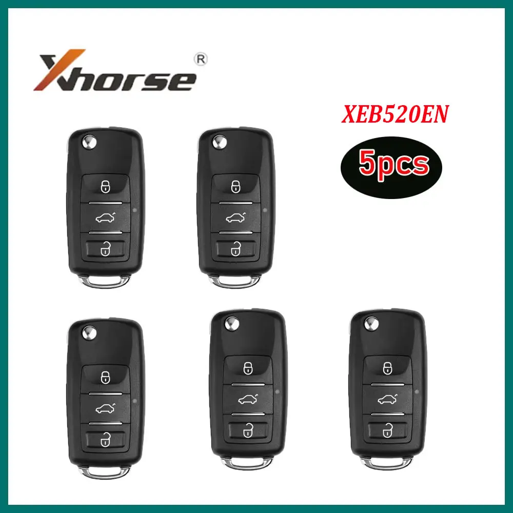 5pcs Xhorse XEB520EN Upgrade of XEB510EN B5 with XT27B Super Chip 3 Buttons Remote Key for Volkswagen Car Keys for VVDI Key Tool