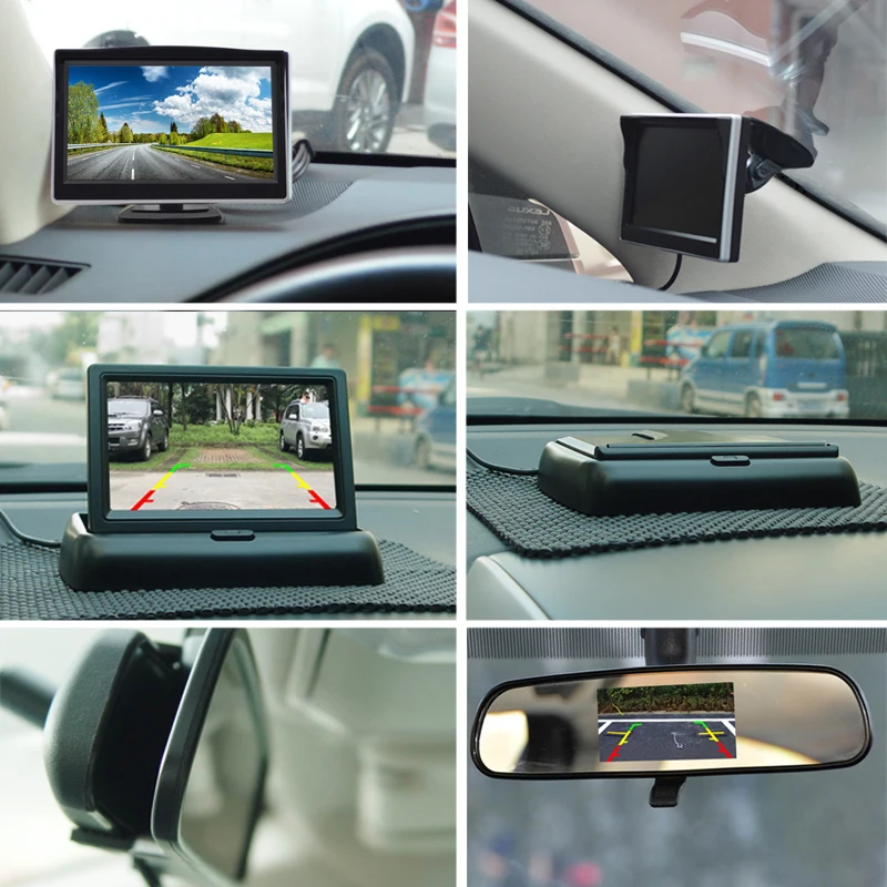Easy Installation 4.3"5" Car Rear View Backup Camera LCD Monitor for Vehicle Van Night Vision Reverse Video Parking System