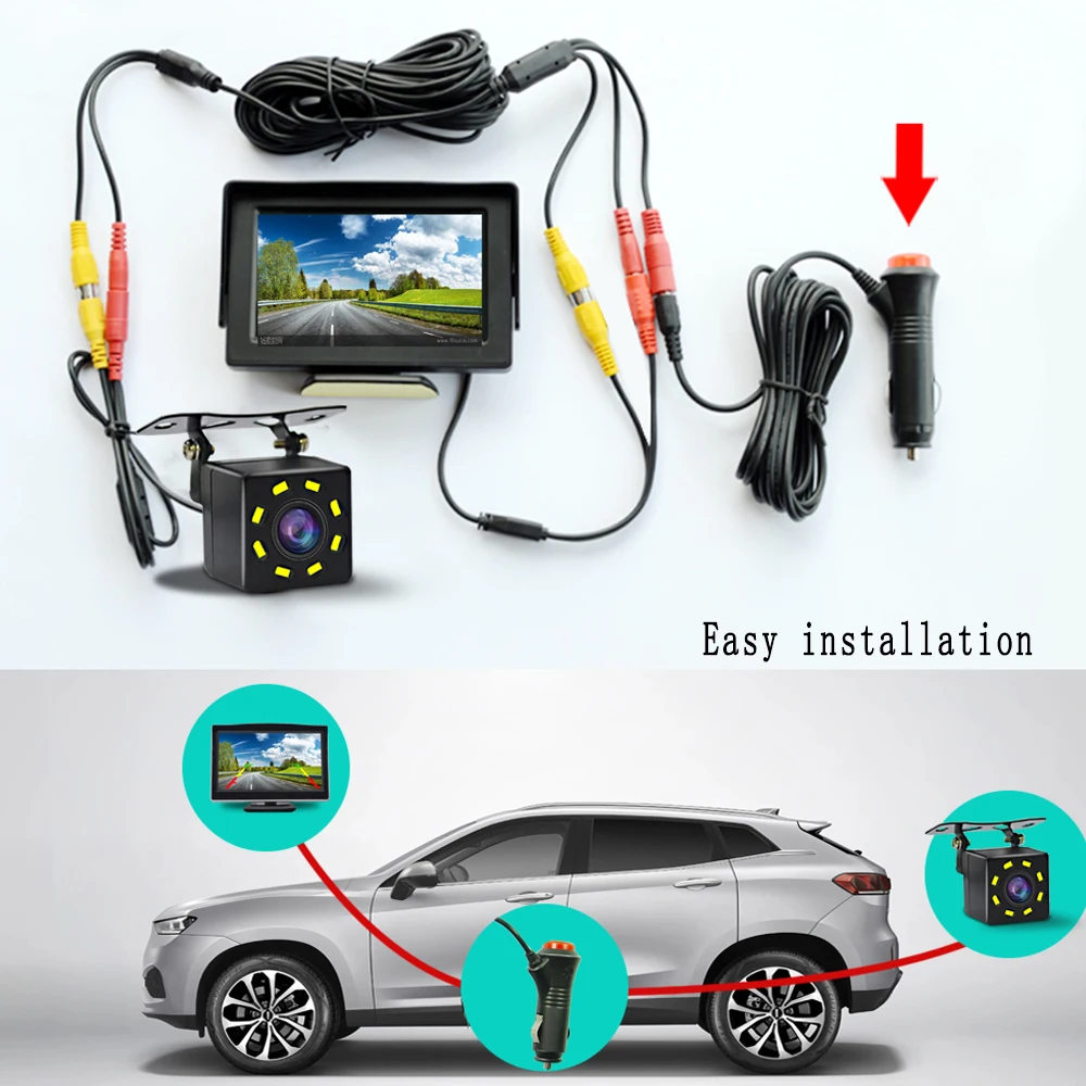 Easy Installation 4.3"5" Car Rear View Backup Camera LCD Monitor for Vehicle Van Night Vision Reverse Video Parking System