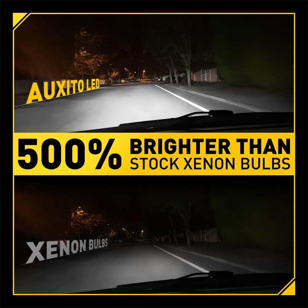 AUXITO 2Pcs D3S LED Headlights HID D1S D4S D2S Turbo LED Canbus Two Sided CSP Chip Plug Play Headlight Bulb 120W 30000LM 6000k