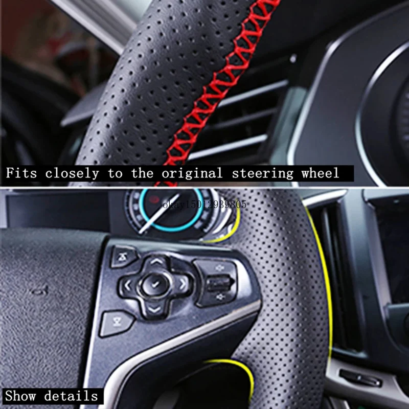 Hand-Stitched Genuine Leather Suede Car Steering Wheel Cover for Alfa Romeo Stelvio Giulia 2020-2022 Car Interior Accessories